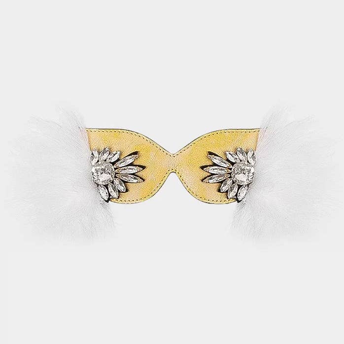 Tasaccessoire - Afneembaar Masker - Struisvogelveer/Strassteentjes voor wholesale door WANACCESSORY