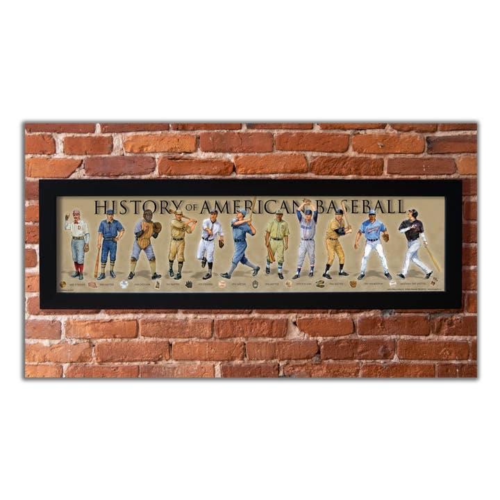 History of American Baseball - Framed 1", printed with a matte finish, 6" x 24" for wholesale by History America