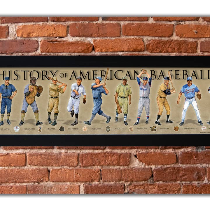 Baseball - Framed 1”, Printed With Matte Finish, 6" x 24” for wholesale by History America
