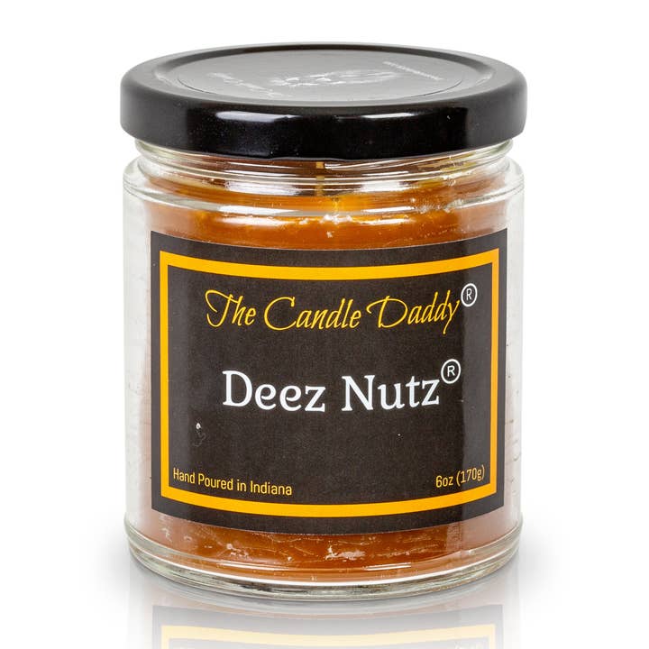 Deez Nutz - Banana Nut Bread Scented 6 Ounce Candle for wholesale by The Candle Daddy