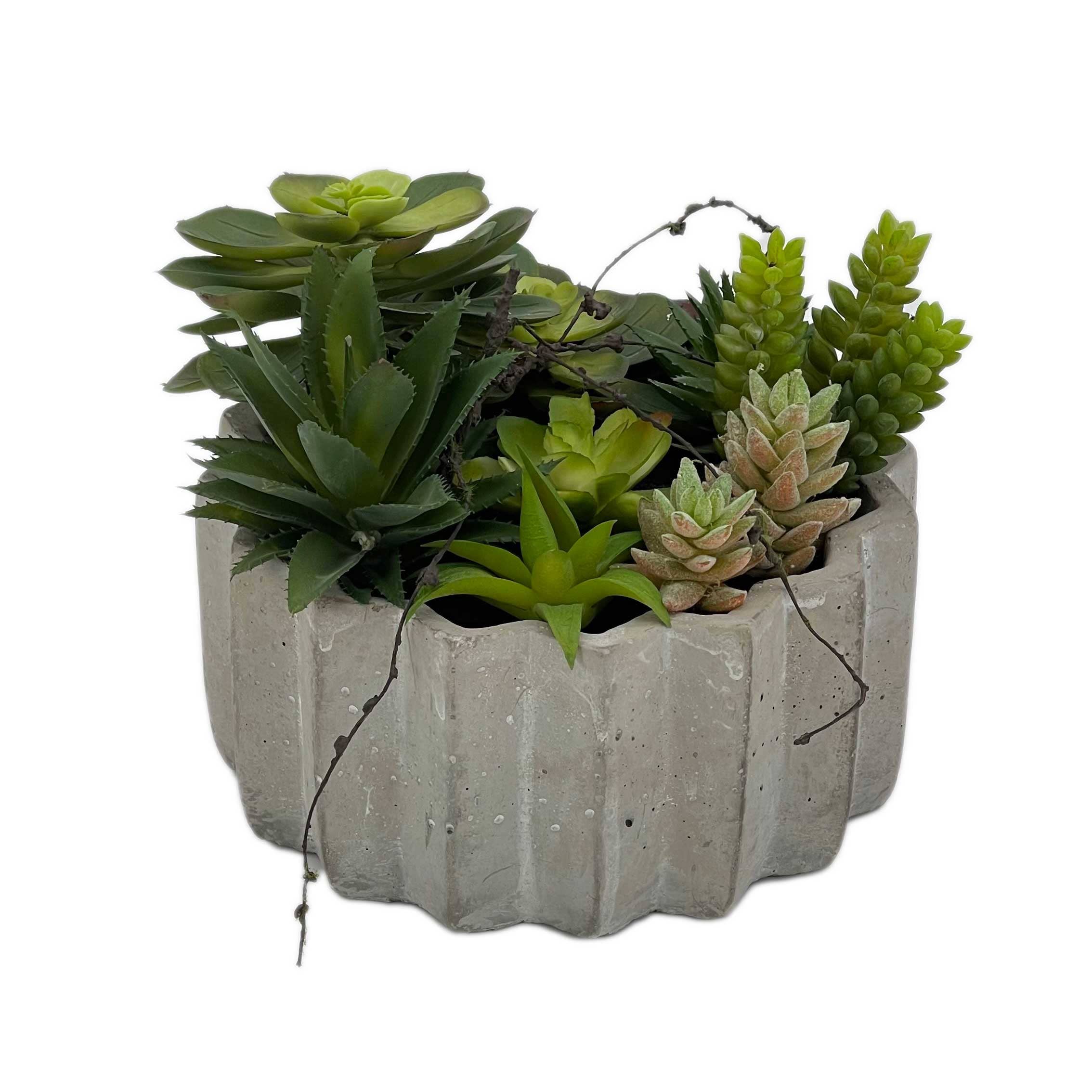 HomeRoots - Wholesale Artificial Plant - 8" Green Artificial Succulents in a Gray Planter3