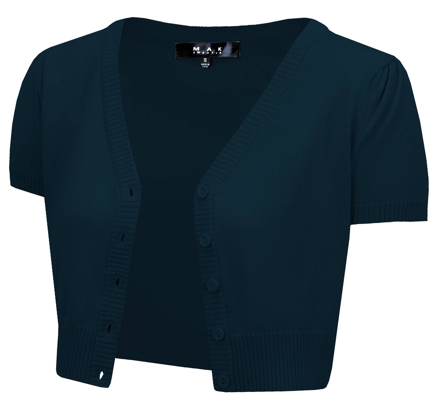 Mak - Vente Cardigan – femme - Cardigan boléro court à manches courtes bouffantes et col en V HB213737