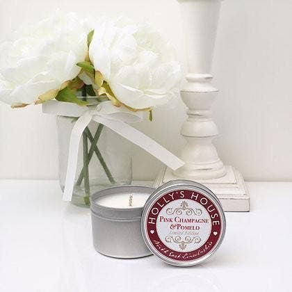 Lata de Vela Champanhe Rosa & Pomelo 100ml por atacado de Holly's House UK