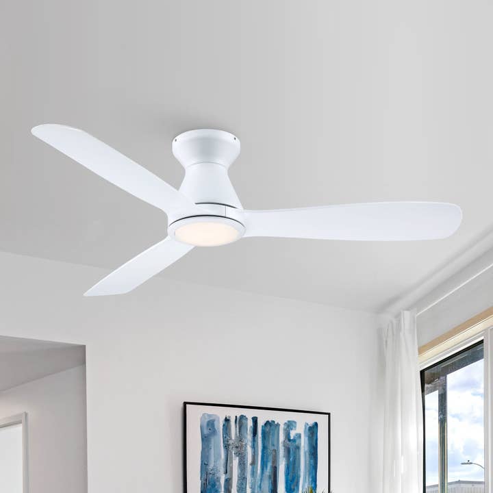 Brio Lighting - Wholesale Ceiling Fan - Royal Gust Modern 52" White Flush Mount LED Ceiling Fan3