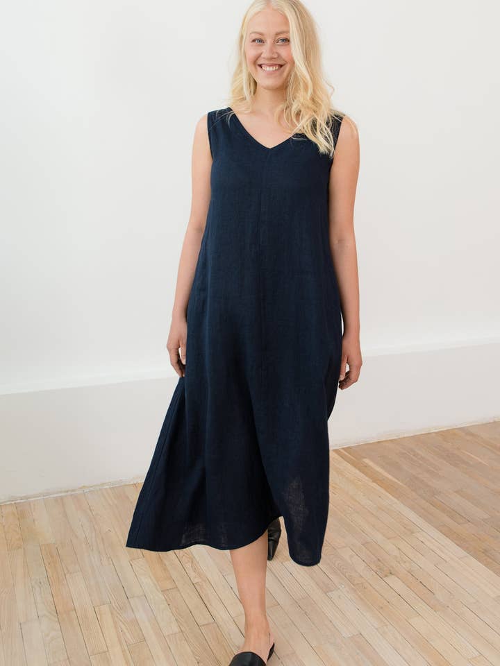 Linen Loose Dress, Deep Blue Dress, Maternity Dress, Linen for wholesale by LeMuse
