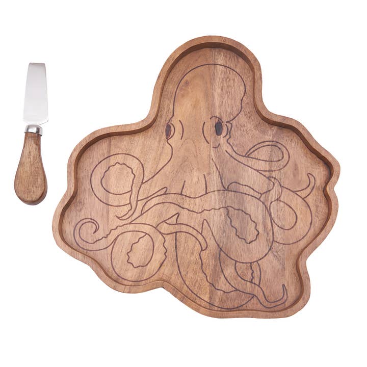C&F Home - Wholesale Serving Tray - Coastal Octopus Charcuterie Serving Board With Spreader