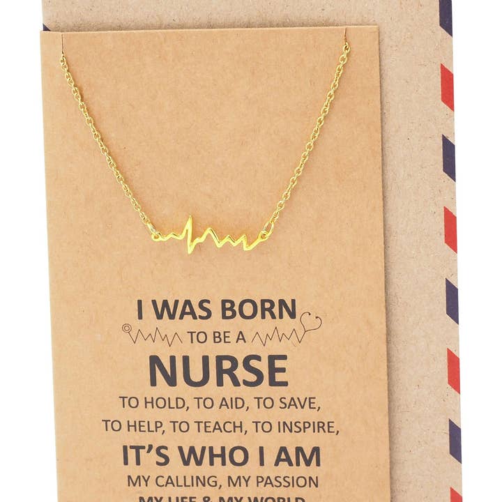 Quan Jewelry - Vendita all'ingrosso Collana con ciondolo/pendaglio - Collana con cardiogramma Macaria, regalo per infermiera9