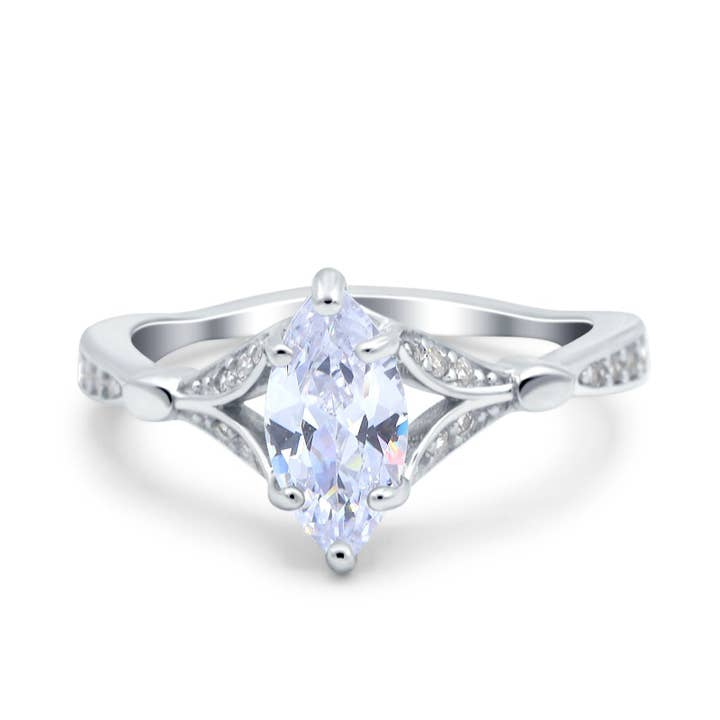 Marquise Art Deco Simulated Cubic Zirconia Wedding Bridal Ring for wholesale by Blue Apple Imports