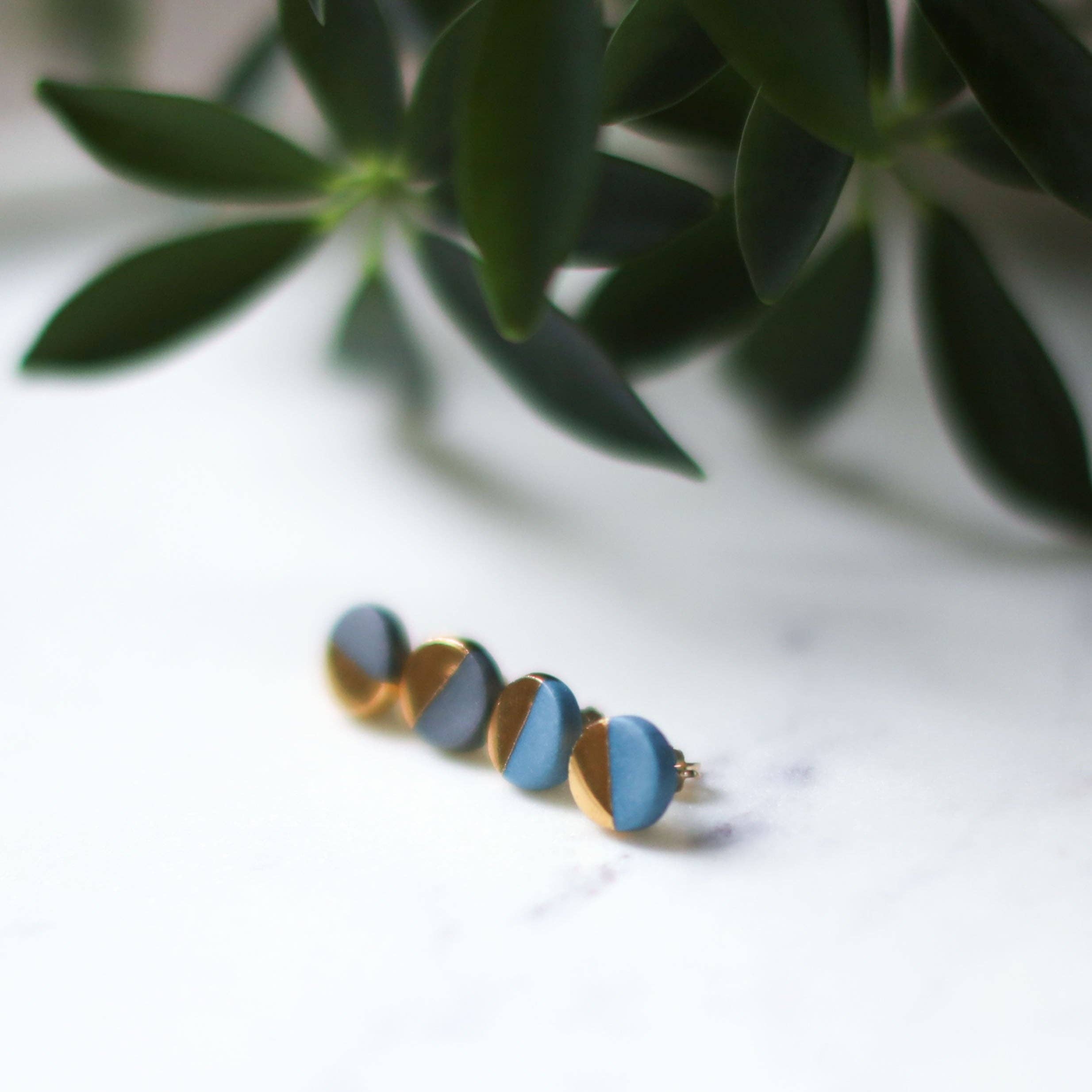 Remnant Studios - Wholesale Stud/Post Earrings - grey or teal round metallic studs1