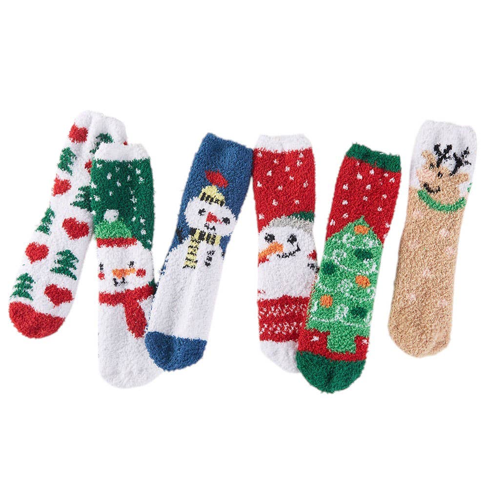 Sensibling Corp. – Großhandel Socken – Damen – 6 Paare - Flauschiges Weihnachtssocken-Set5