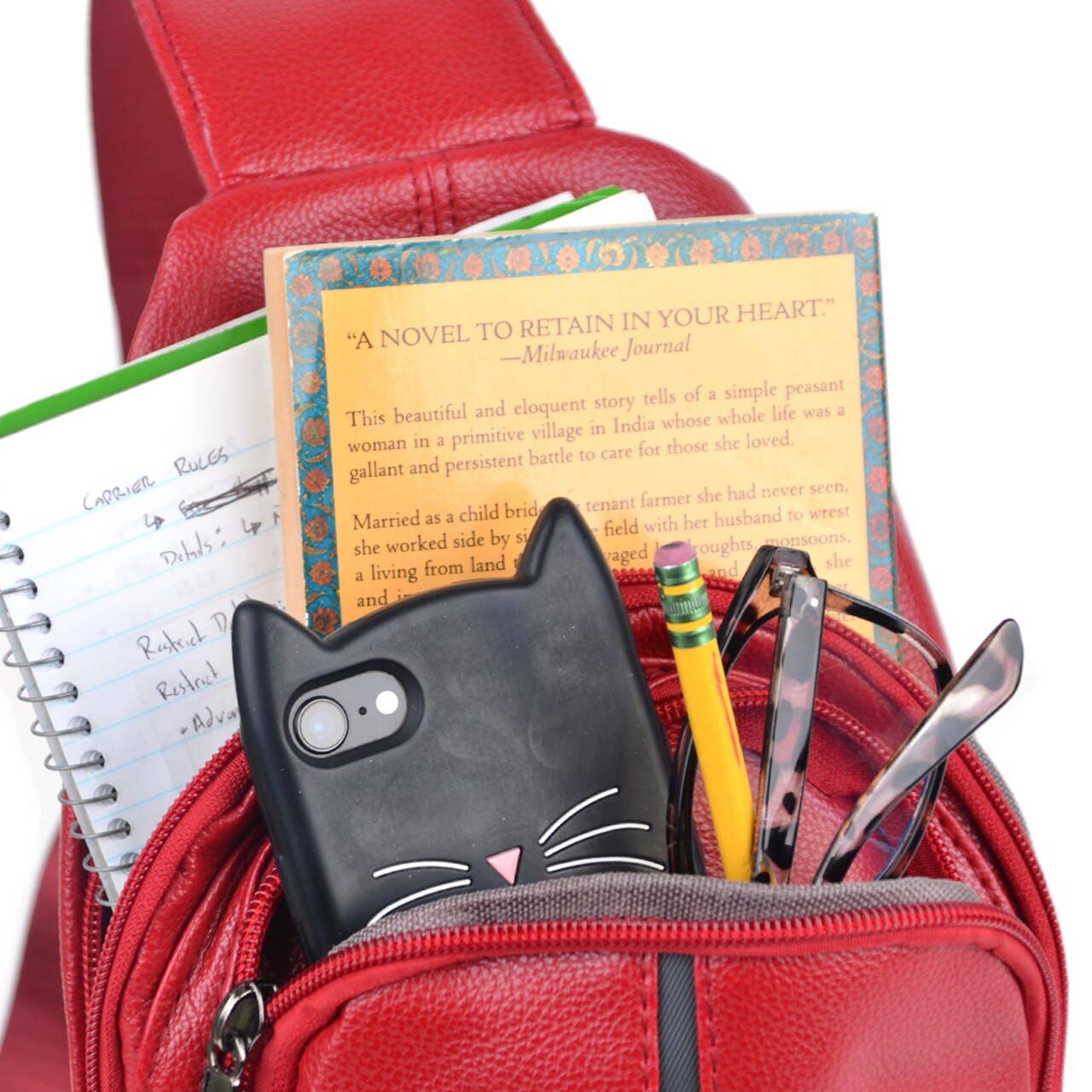 Selini New York - Wholesale Backpack - Women's - Red Crossbody Leather Sling Bag Backpack - FBG1824-RD5