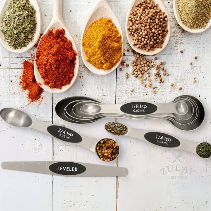 Zulay Kitchen - Wholesale Measuring spoon - Stackable Magnetic Spoons Set of 8 - Stainless Steel