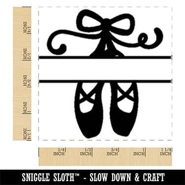 Sniggle Sloth - Wholesale Rubber/Decorative Stamp - Ballet Shoes Slippers Split Frame for Name Monogram Ballerina Square Rubber Stamp for Stamping Crafting