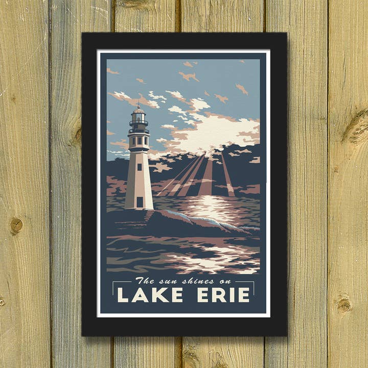 Le soleil brille sur le lac Érié | Poster de voyage vintage Buffalo pour la vente par Lionheart Graphics