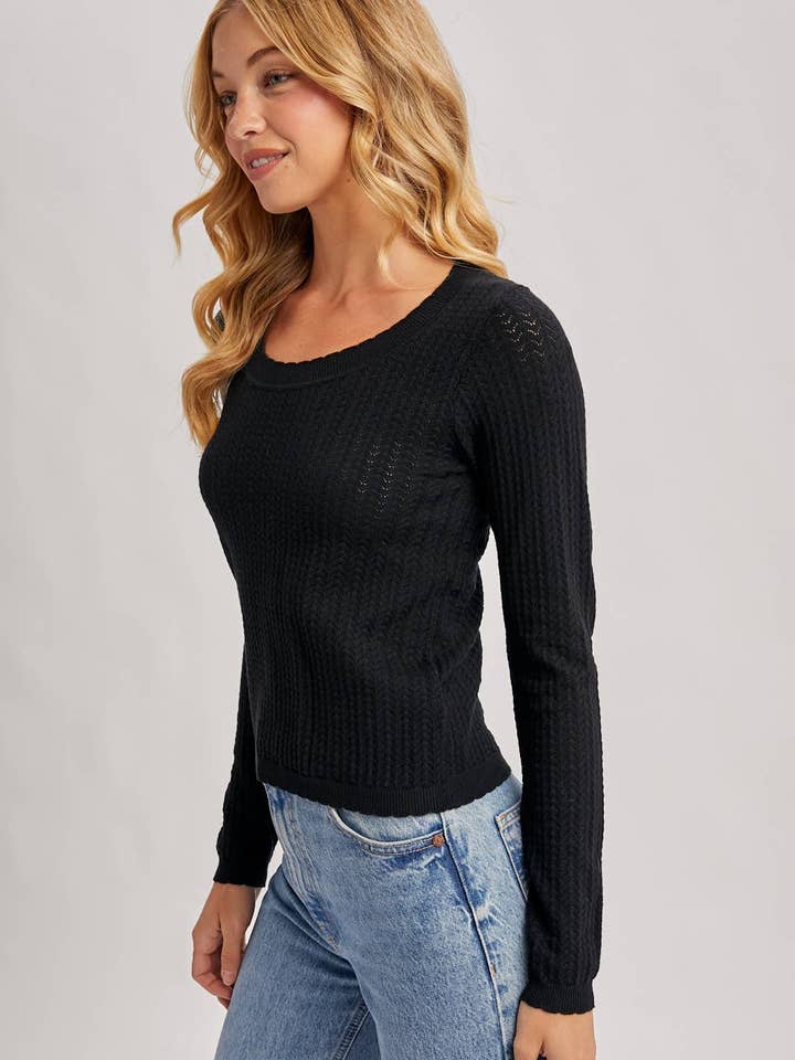 Black L/S POINTELLE TOP for wholesale on Faire15
