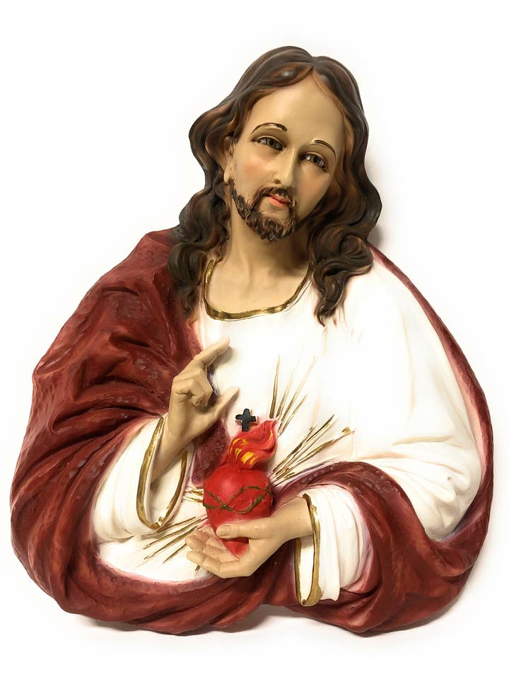 Relief med Jesu heliga hjärta i resin, 33x28 cm för wholesale av Costa Articoli Religiosi