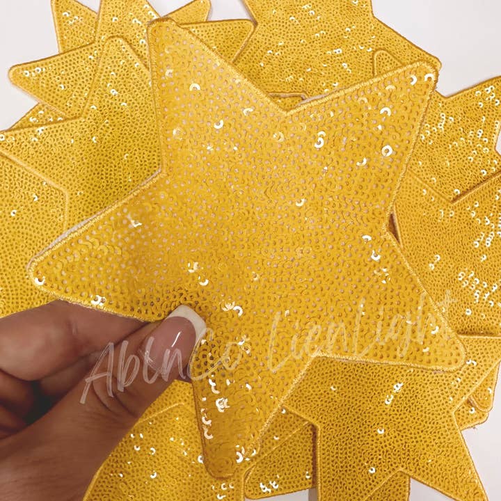 ABLNco - Wholesale Patch - trucker hat patches 5” gold star sequins patch iron on