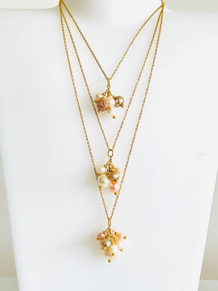 Pearls Cluster Pendant Necklace for wholesale by Hand Art Soul