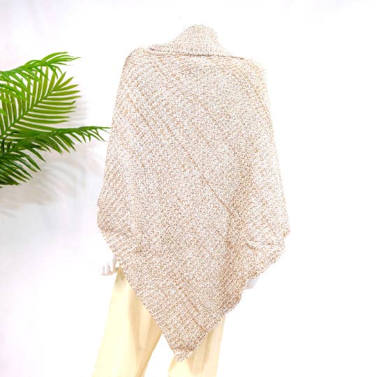 Karma Nepal Crafts - Wholesale Poncho - Women's - Hand Knit Turtle Neck Two Way Fall/Winter Poncho5