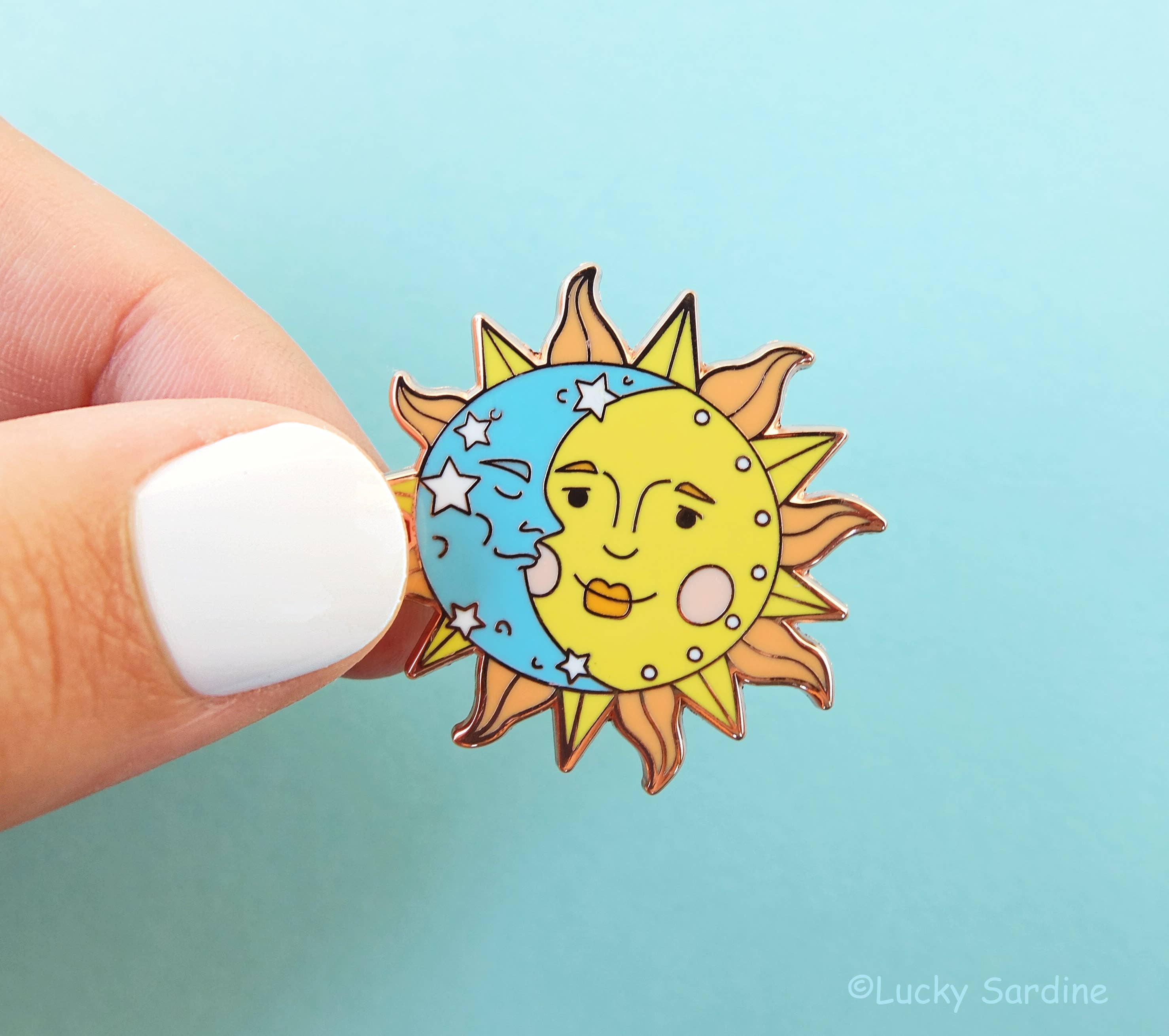Lucky Sardine - Wholesale Lapel Pin/Button - Celestial Sun & Moon, Cosmic Stars, Retro Vintage Enamel Pin6