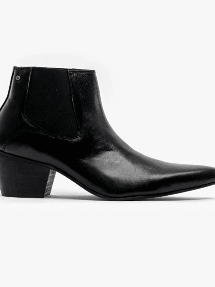 McCARTNEY Mens Leather Winklepicker Cuban Heel Boots Black for wholesale by Club Cubano