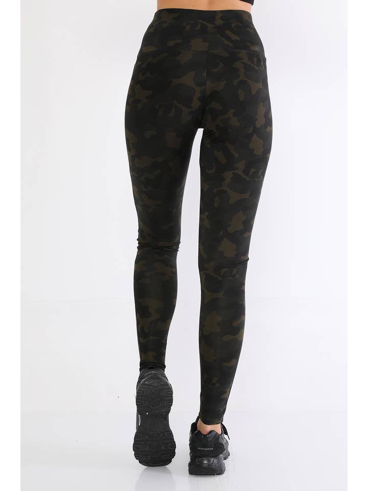 CM FASHION - Vendita all'ingrosso Leggings sportivi/loungewear - Donna - 00270 LEGGINGS MIMETICI VERDI A VITA ALTA