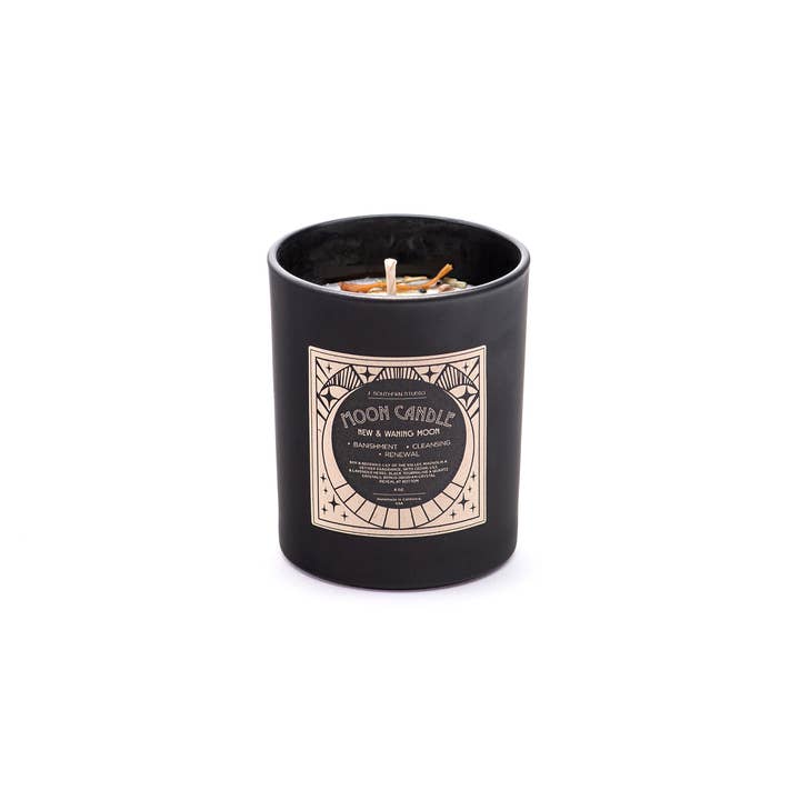J. Southern Studio - Wholesale Jar/Filled Candle - New Moon & Waning Moon Ritual Candle with crystals and essential oils