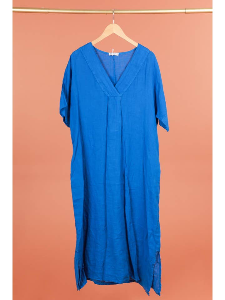 la maison des fibres naturelles - Wholesale Dress - Women's - Long dress v-neck 62733 100% linen4