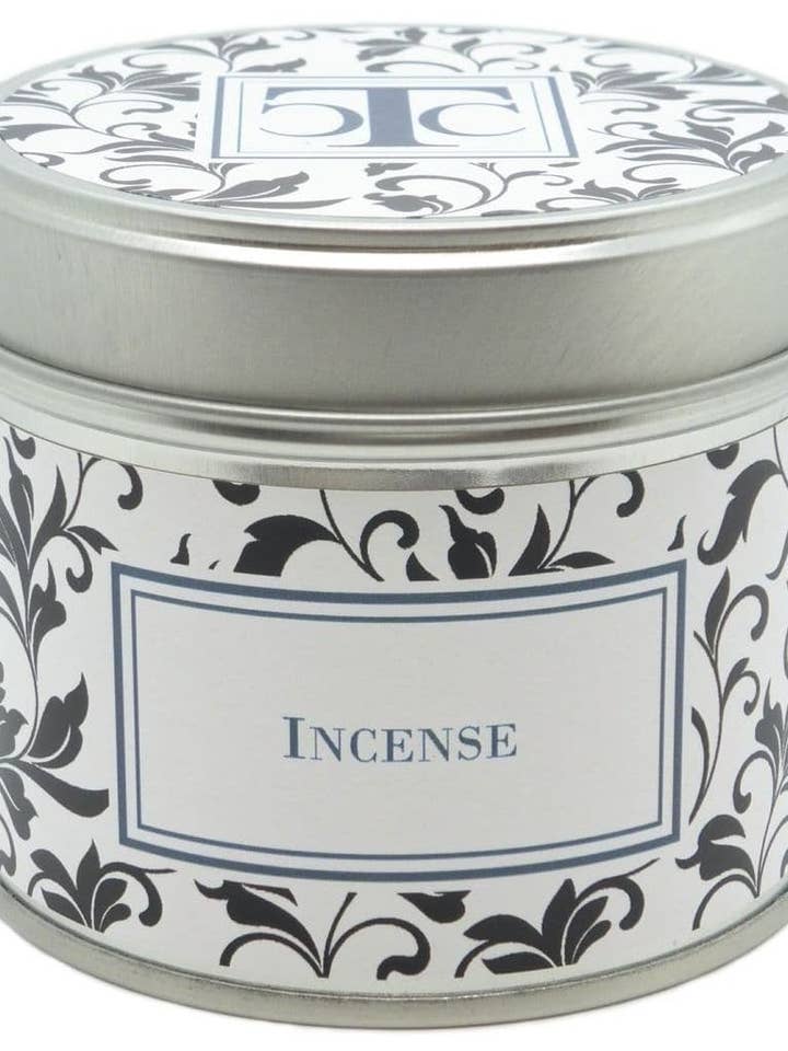 Incense Scented Candle Tin 35 hour for wholesale by The Candle Company