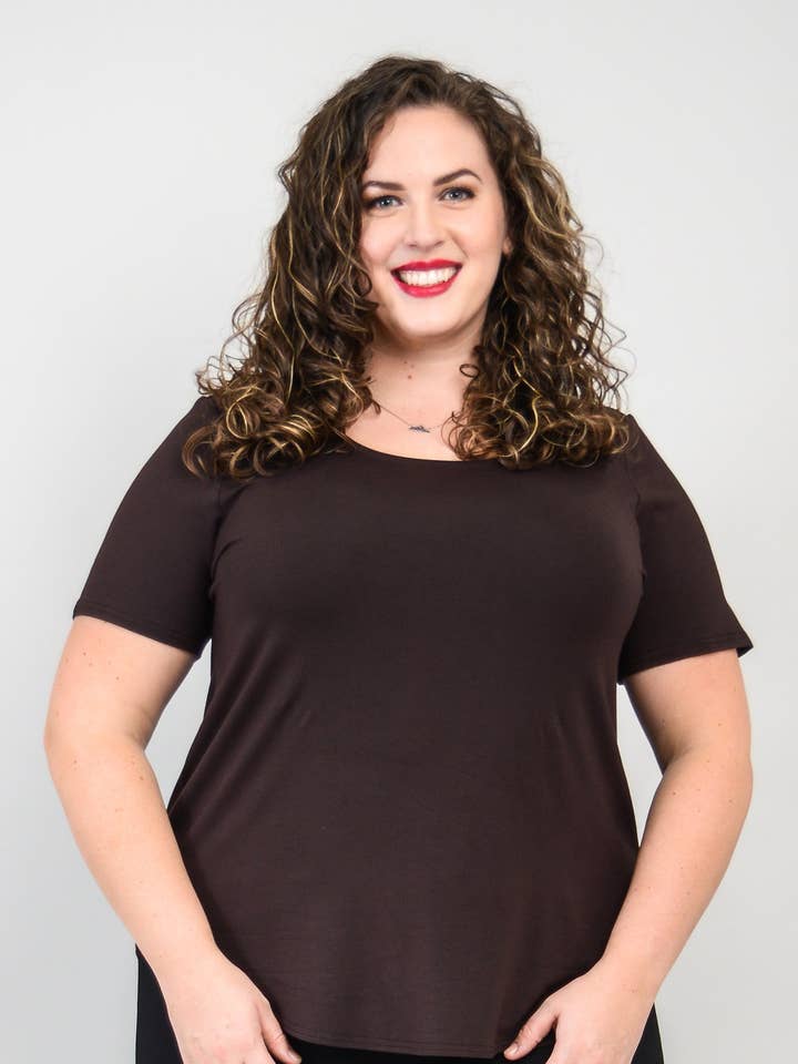 Tessa Tee, Coffee, Bamboo for wholesale by Blue Sky Clothing Co LLC