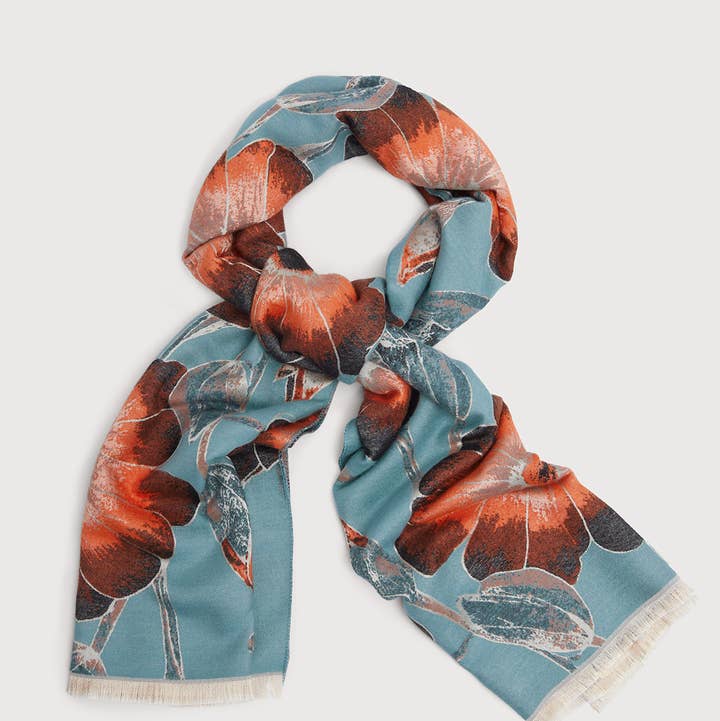 SAACHI - Wholesale Scarf - Women's - Reversible Blooming Botanical Scarf2