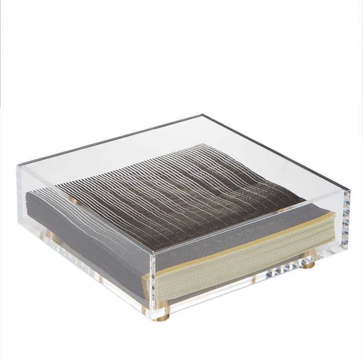Krifts Products - Wholesale Napkin Holder - Acrylic Square Napkin Holder on Gold Legs4