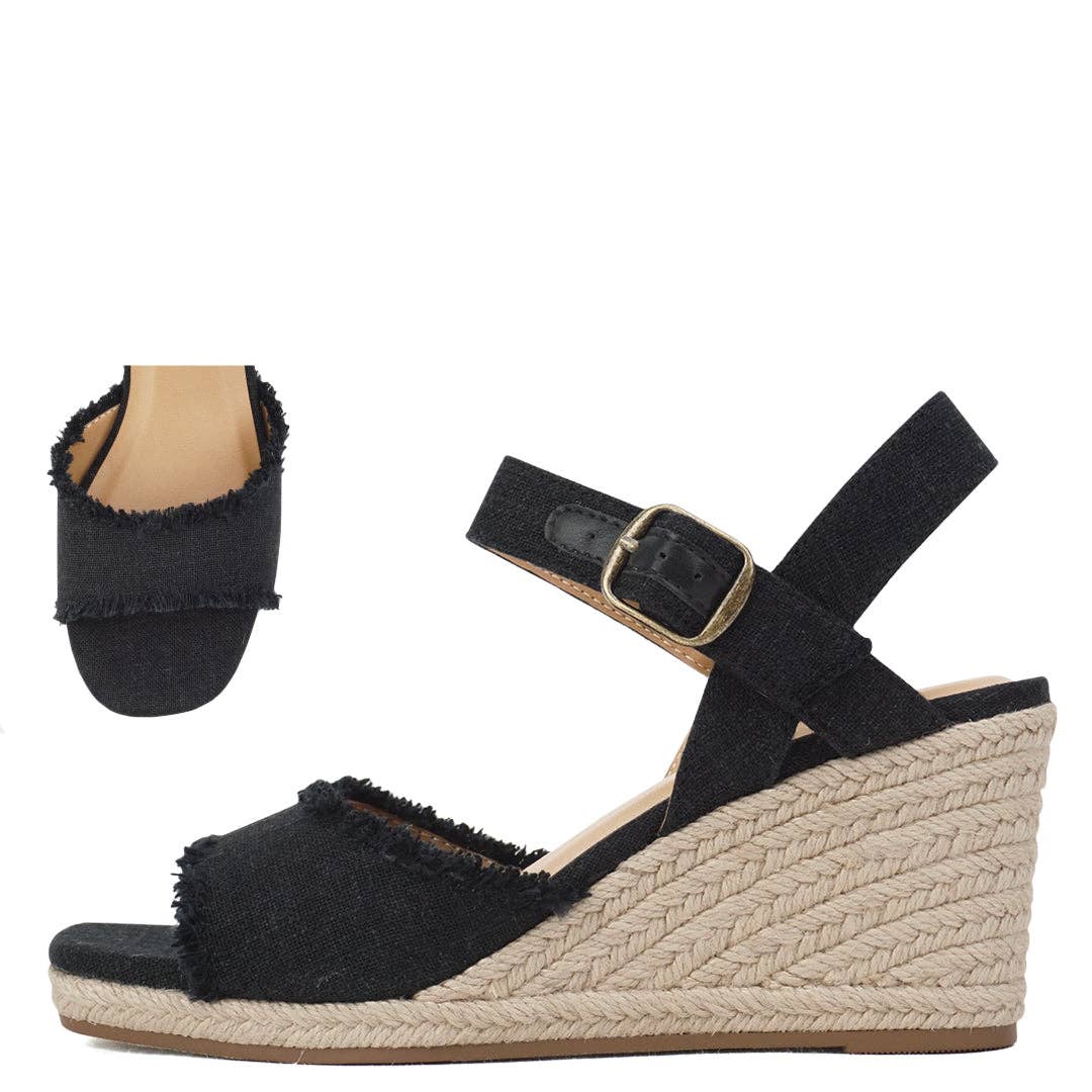 Mars Sky Shoes Wholesale - Wholesale Wedges - Women's - Soda ARNOLD Braided Espadrille Wedges Linen Ankle Strap Sandals-16 Pairs Pack1