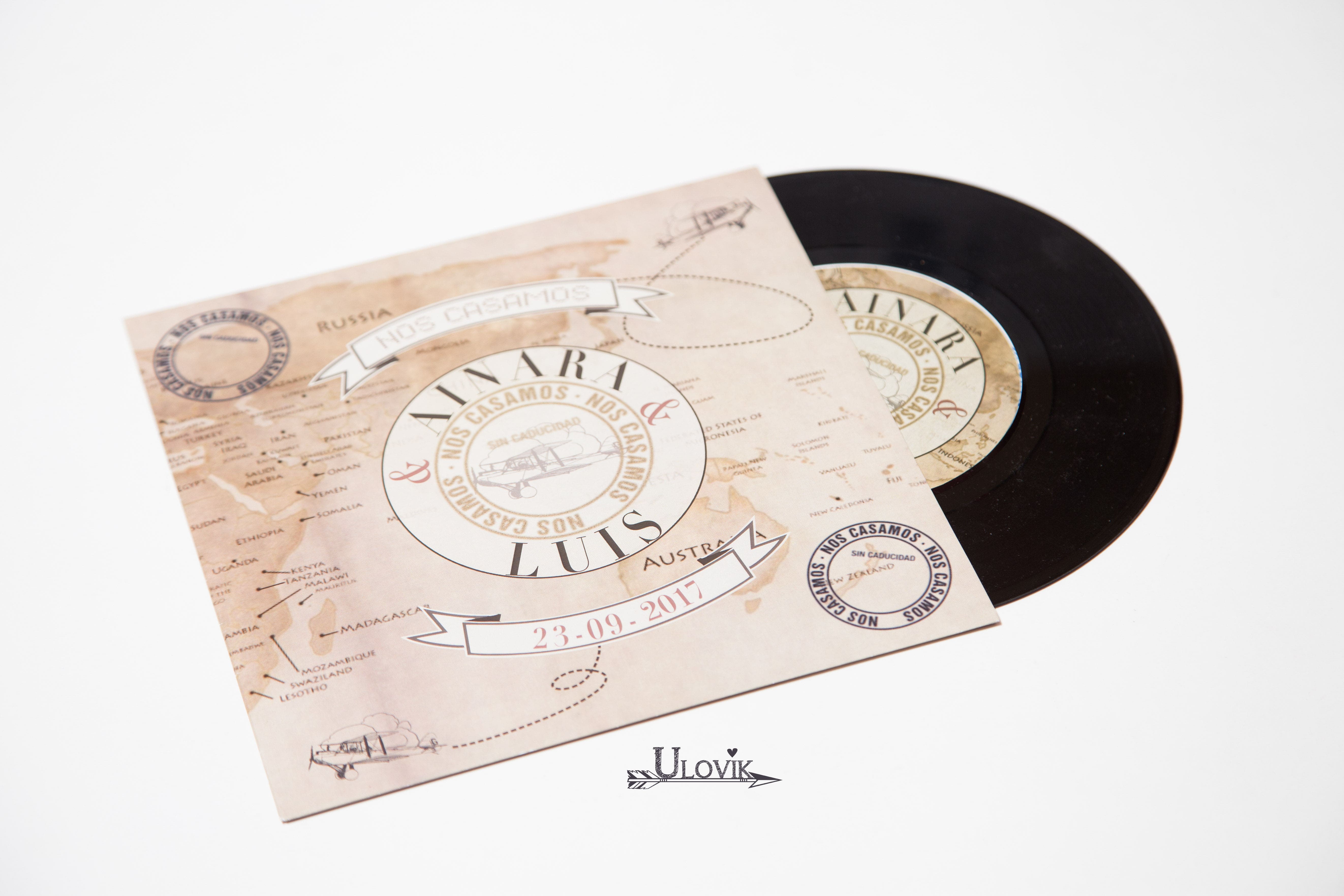 Ulovik - Wholesale Wedding Card - Wedding Invitation Vinyl Record “Travellers”0