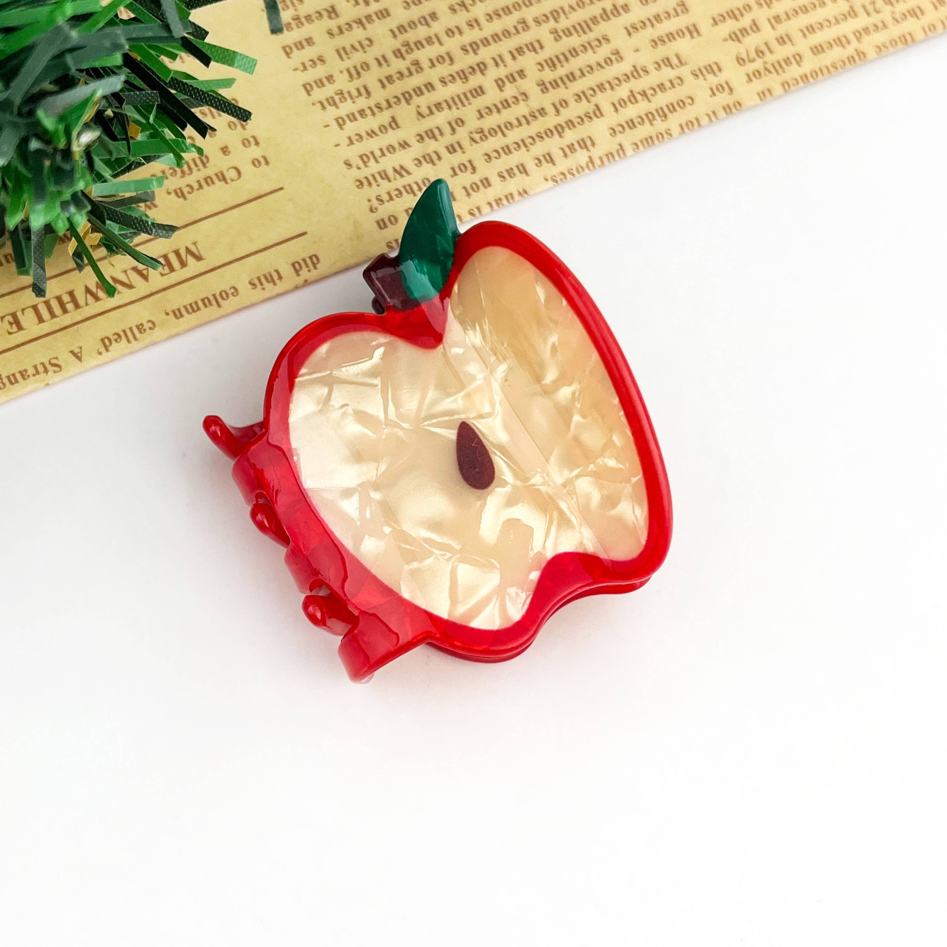 TheDivaSoap - Wholesale Hair Clip - Women's - 1.97'' Red Apple Hair Claw Clip, Christmas Holiday Hair Clip1
