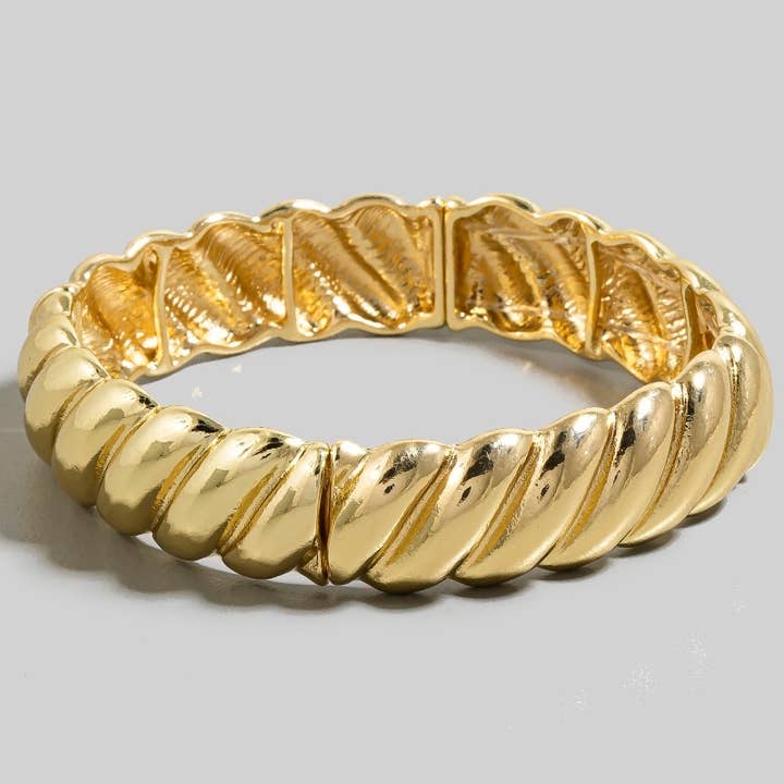 Metallic Braided Texture Elastic Bracelet for wholesale by The Looks by Fame Accessories