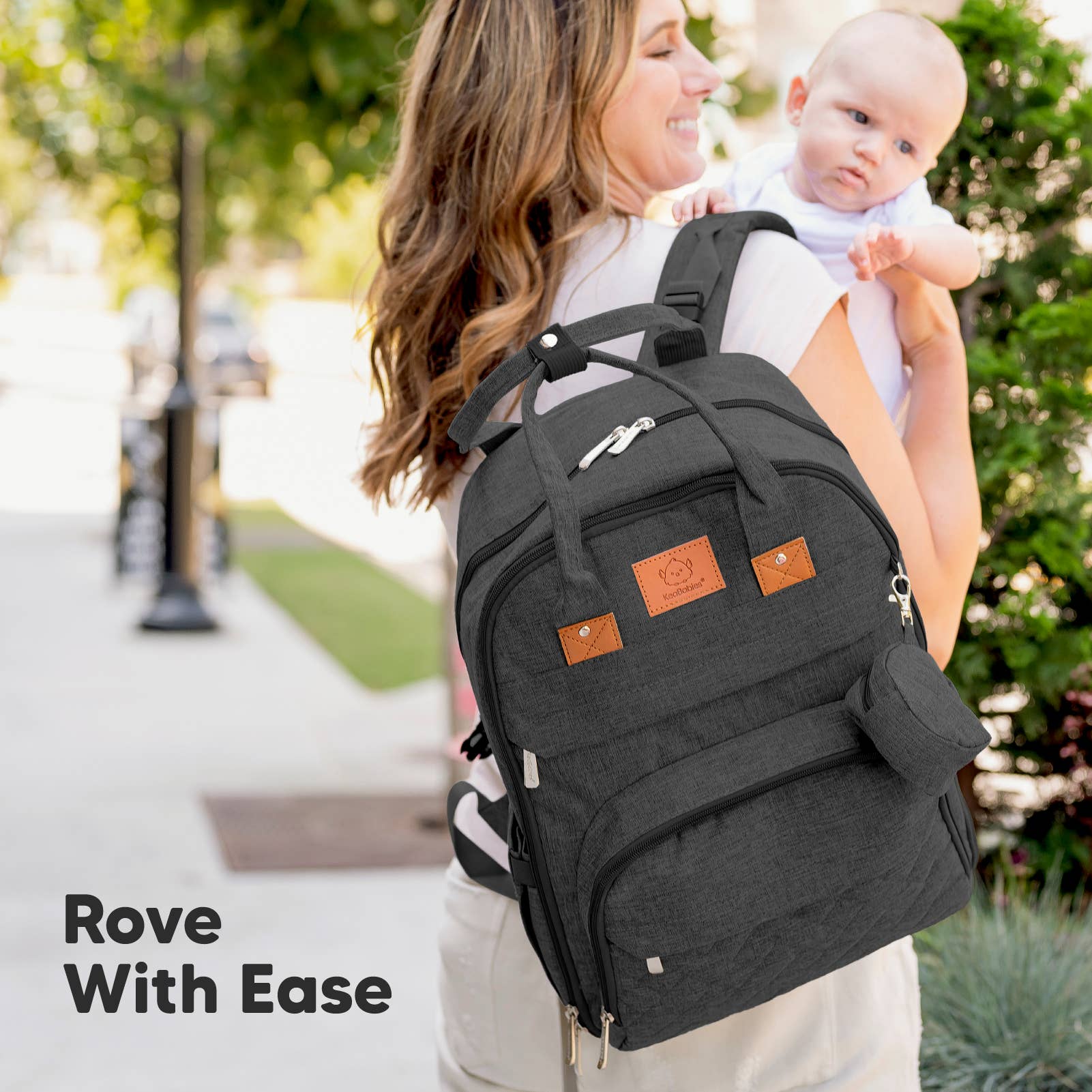 Charcoal KeaBabies Rove Diaper Backpack for wholesale on Faire8