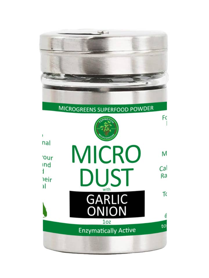 Garlic Onion MicroDust, Microgreens Seasoning, 1oz for wholesale by TopNotch Microgreens