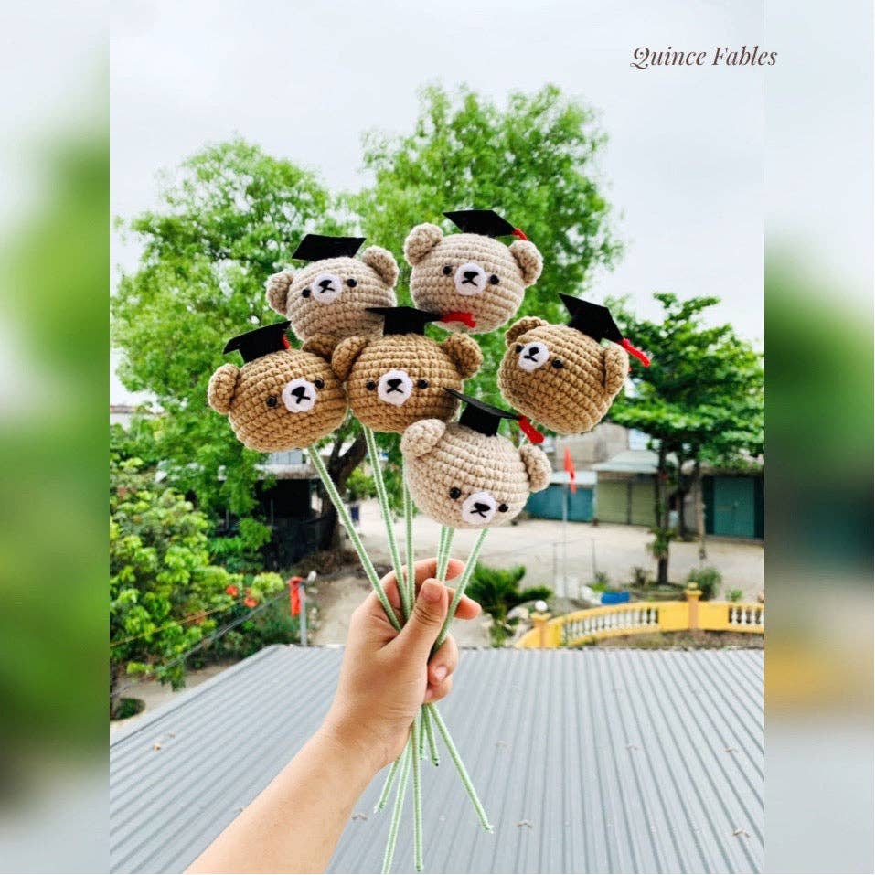Quince Fables - Vente Peluche – enfant et bébé - Ours de remise de diplôme au crochet Amigurumi ✅2