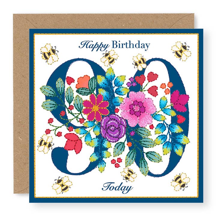Bouquet Age 90 for wholesale by Jane Buurman Handmade (Greetings Cards)