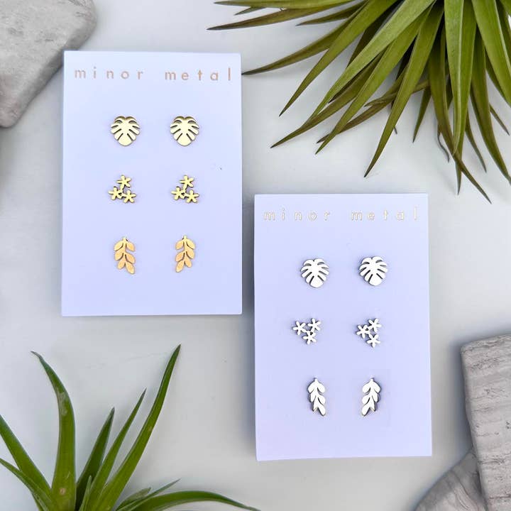 plant lover stud set for wholesale by minor metal jewelry