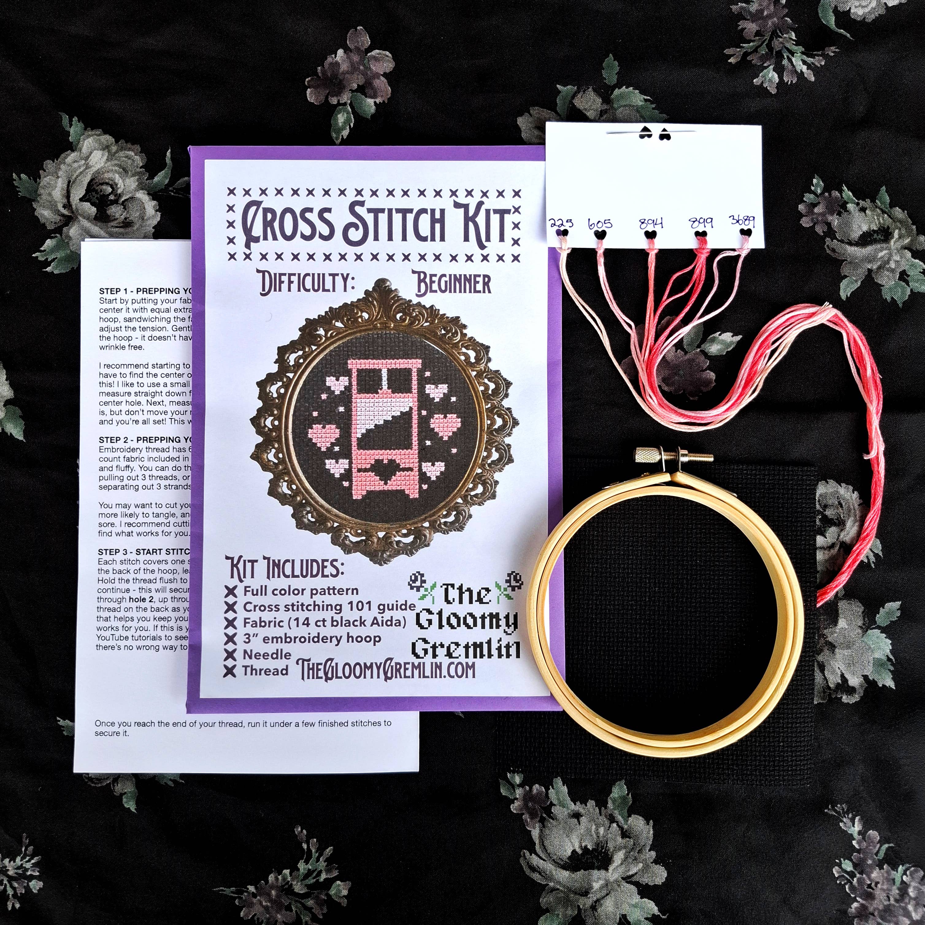 The Gloomy Gremlin - Wholesale Embroidery/Cross Stitch Supplies - Guillotine, Pink - Cross Stitch Kit1