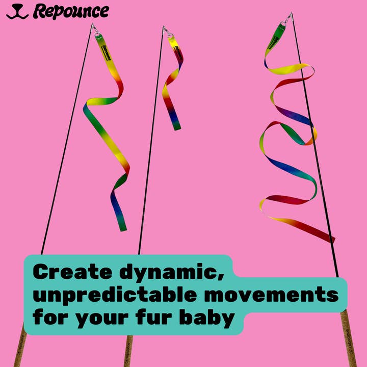 Repounce - Wholesale Pet Toy - Cat - Rainbow Ribbon Set - 3 Durable Multi-Length Cat Wand Toys2