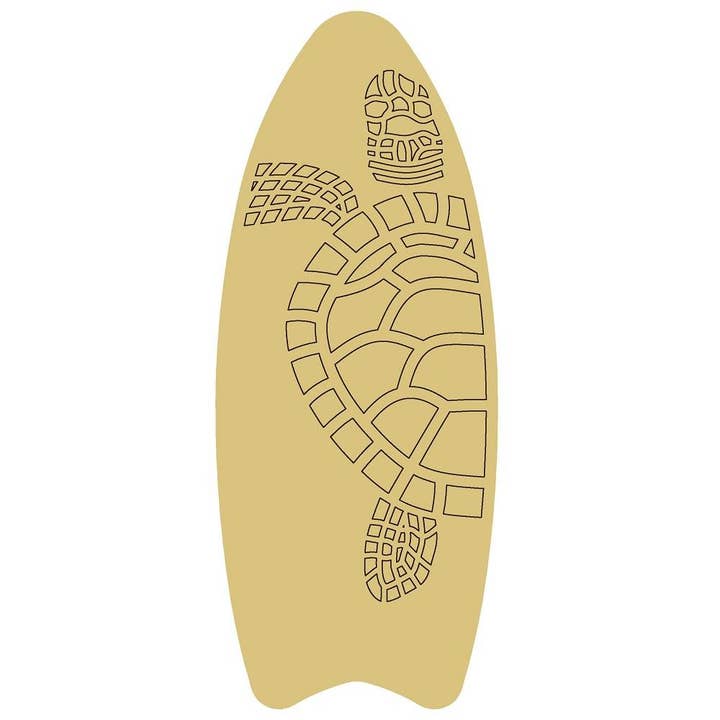 Surfboard With Turtle Design By Lines Unfinished Wood Cutout for wholesale by Diverse Woodworking