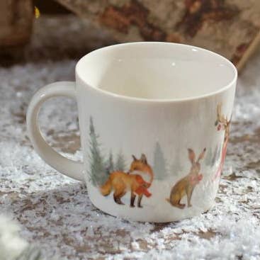 Frosted Forest Woodland Animal Stoneware Mug for wholesale by Langs
