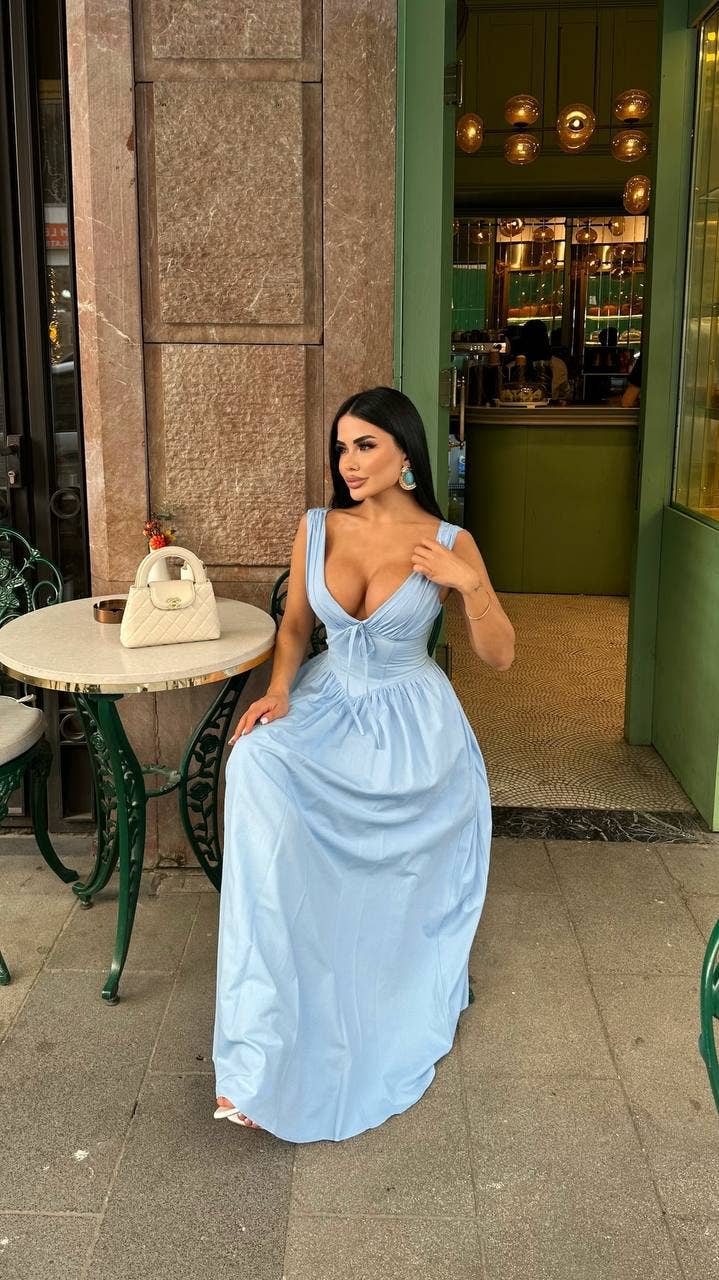 Standpoint Top – Vestido - Mulher por atacado – Vestido Riviera Maxi – Corpete – Laço Frontal – 120119