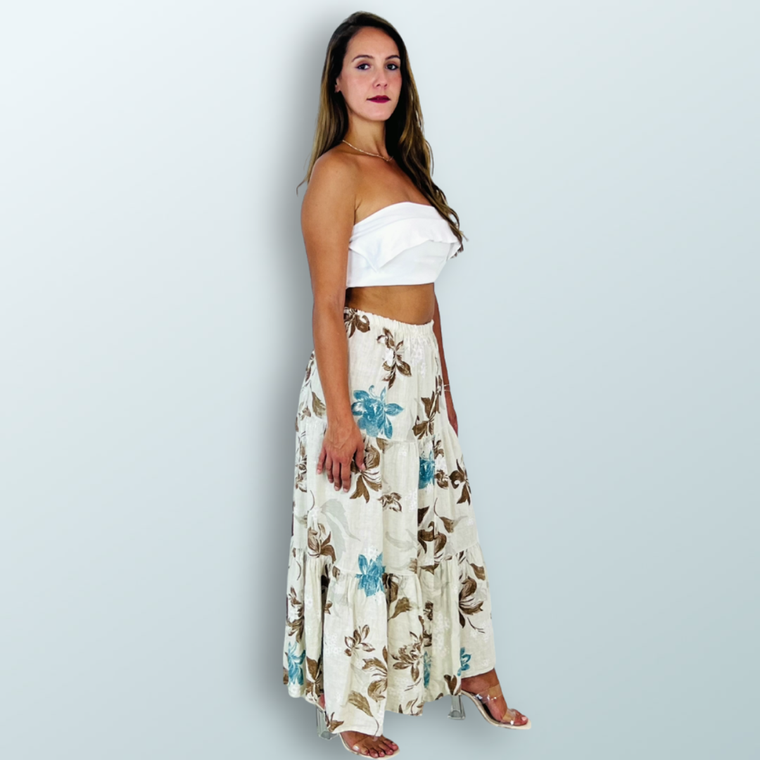 Linen & More - Wholesale Skirt - Women's - REF 80202 100% LINEN PRINTED SKIRT10