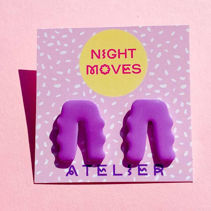 Pastel Purple Mini Arch Stud Earrings for wholesale by Night Moves Atelier