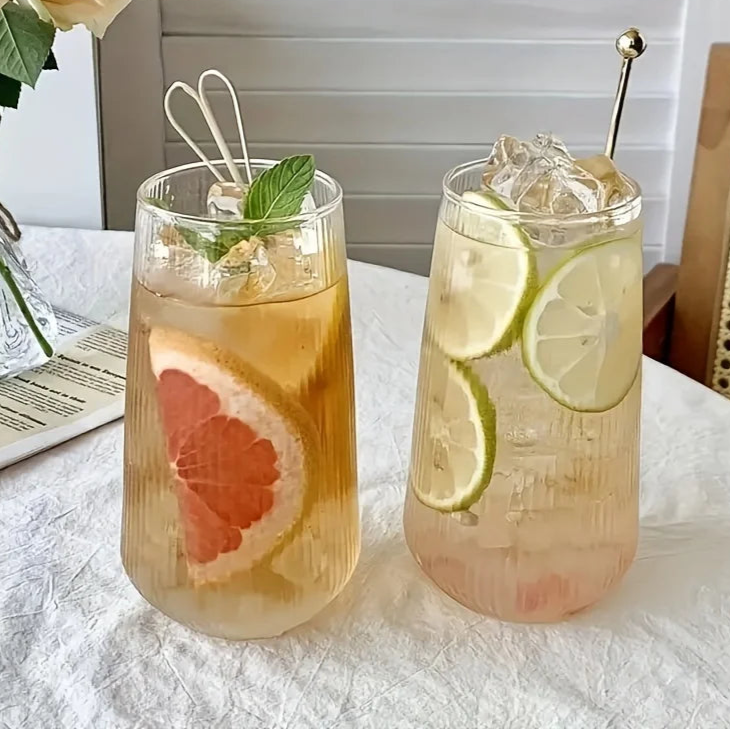 BRECK + FOX – Engroshandel Drikkeglas/kop – Runde ribglass sæt med 4 dele4