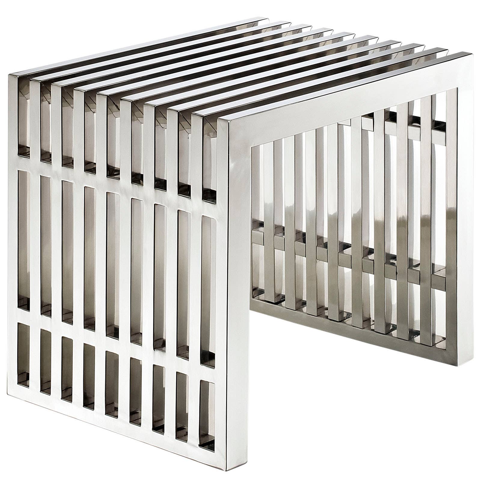 Modway - Vente Bancs - Petit banc en acier inoxydable Gridiron6